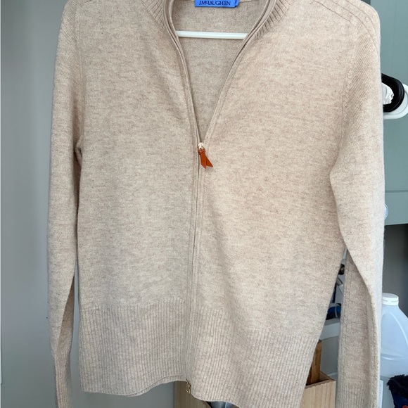 J. McLaughlin Beige Zip-Up Cashmere Cardigan Size Small - Picture 2 of 8